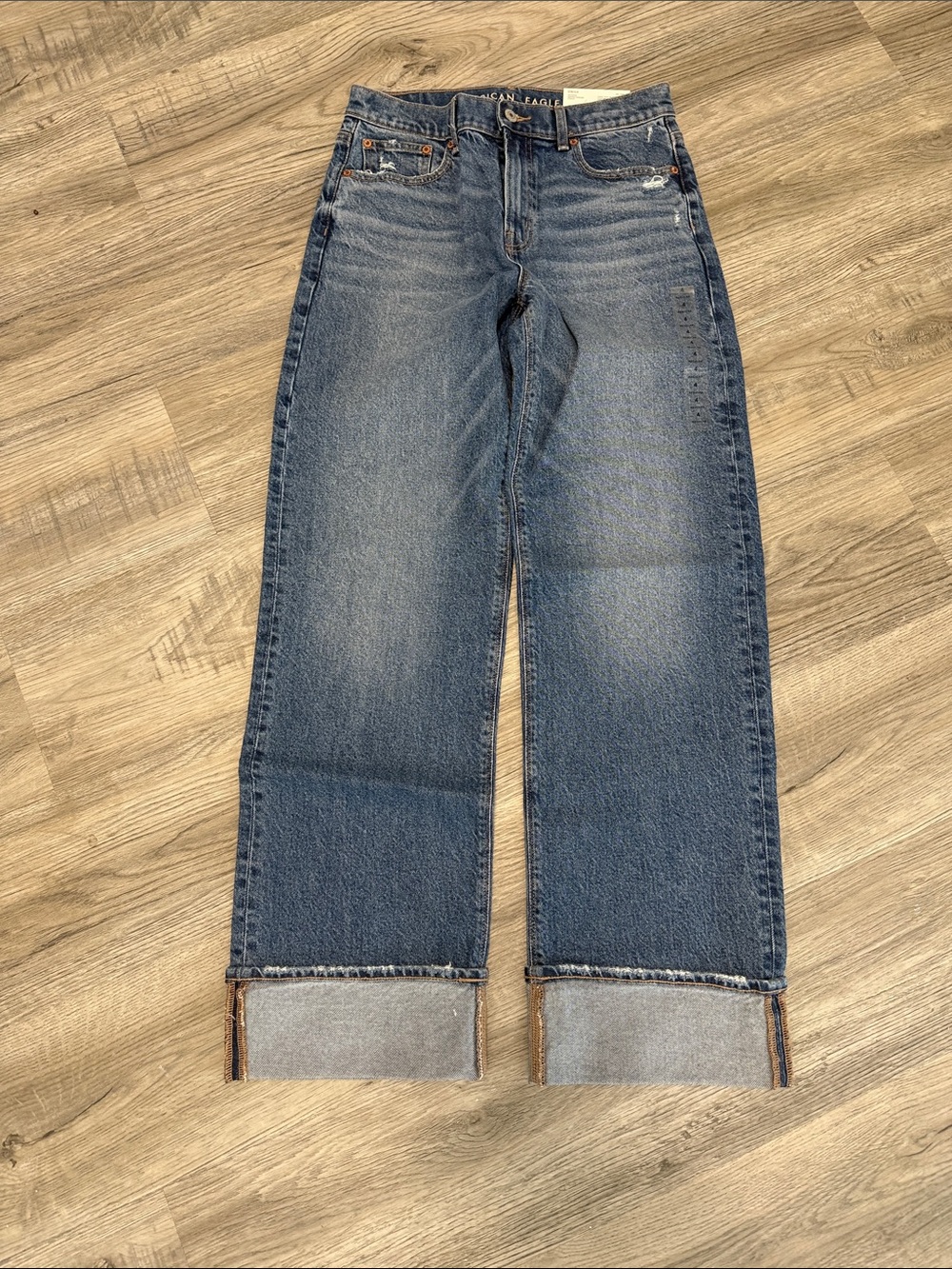 American Eagle Outfitters High Rise Wide-Leg Dark Blue Jeans